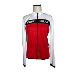 Castelli‎ Cycling Jersey Long Sleeve Full Zip Mock Neck Polyester Women's Large